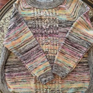 WOMENS MULTICOLORED CREWNECK CHUNKY KNIT SWEATER FROM SERENGETI